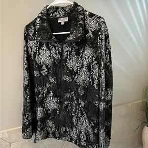JM Collection Black and White Floral Jacket